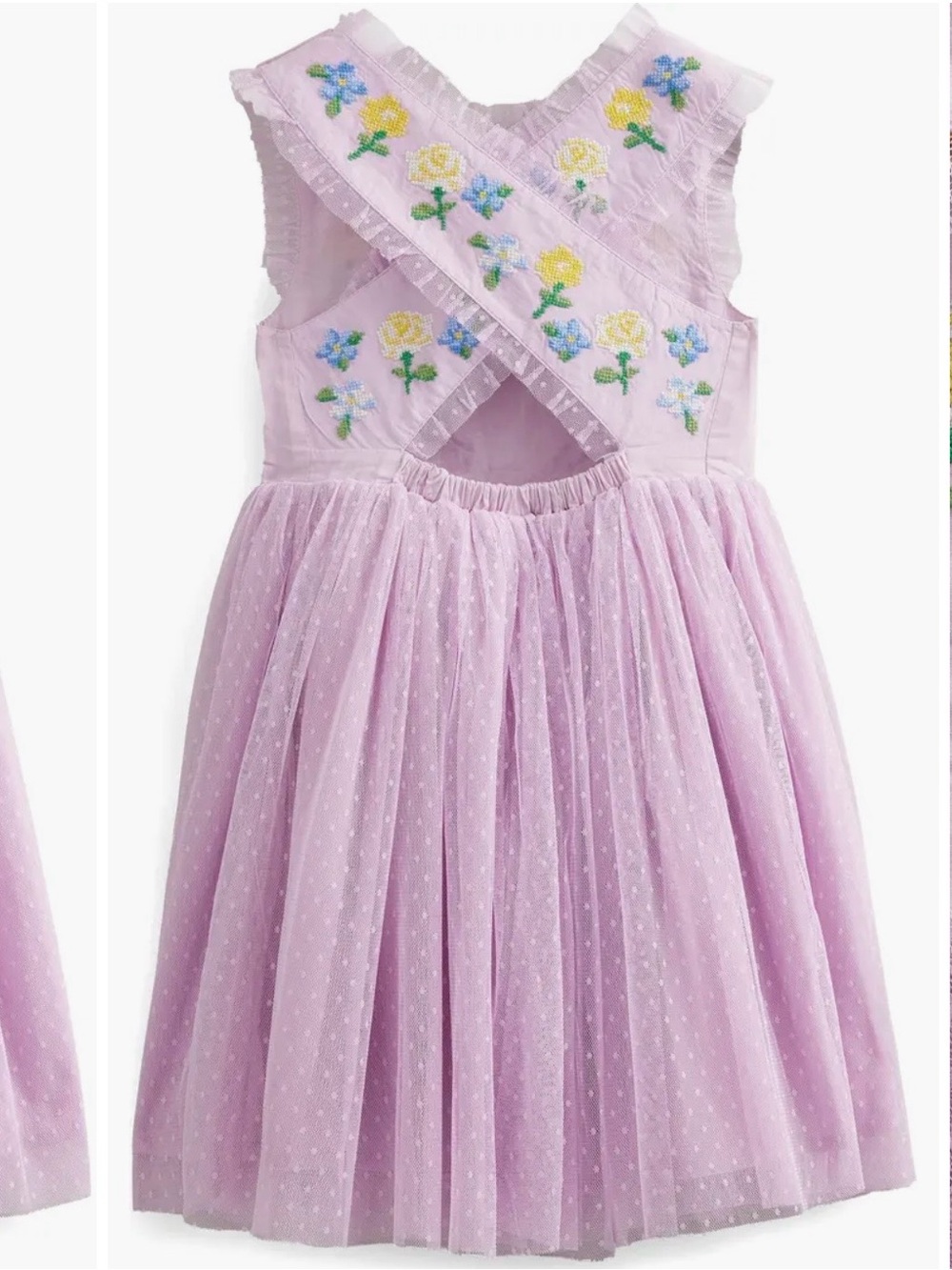 Mini Boden Lavender Floral Embroidered Kids crossback Dress